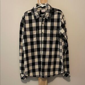 Hanna Andersson Long Sleeve Button-up Gingham Plaid Black/White Size 10